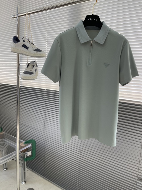 Prada Men's Nylon and Elastane Polo Shirt with Triangle Logo - Spring/Summer 2025 1 Prada Men's Nylon and Elastane Polo Shirt with Triangle Logo - Spring/Summer 2025