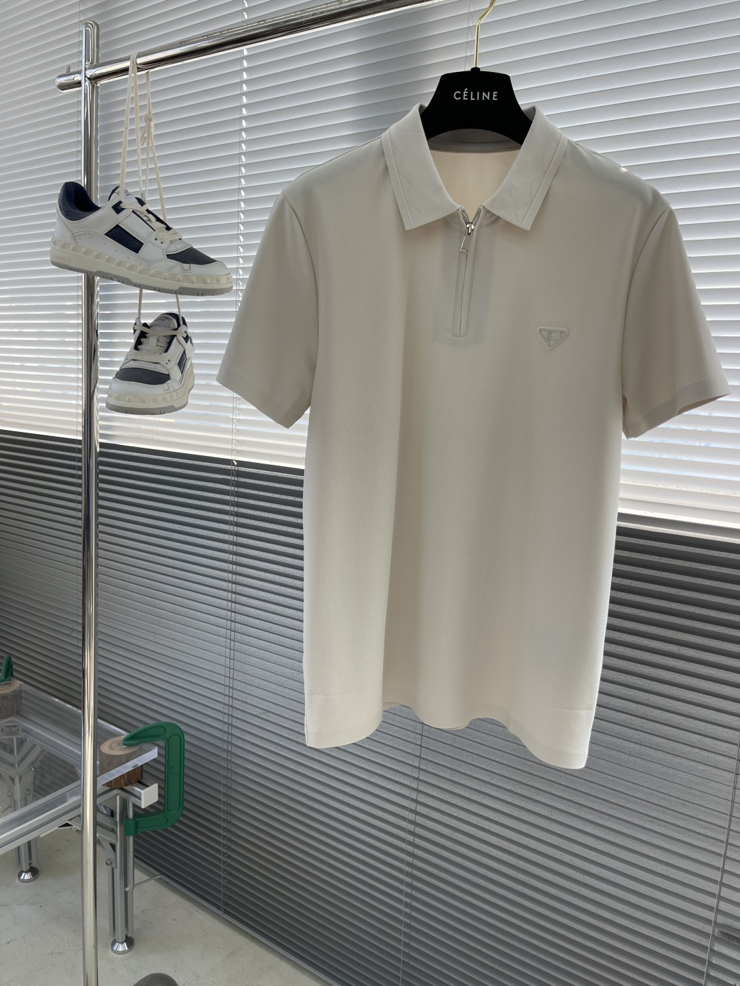 Prada Men's Nylon and Elastane Polo Shirt with Zip Detail - Summer Collection