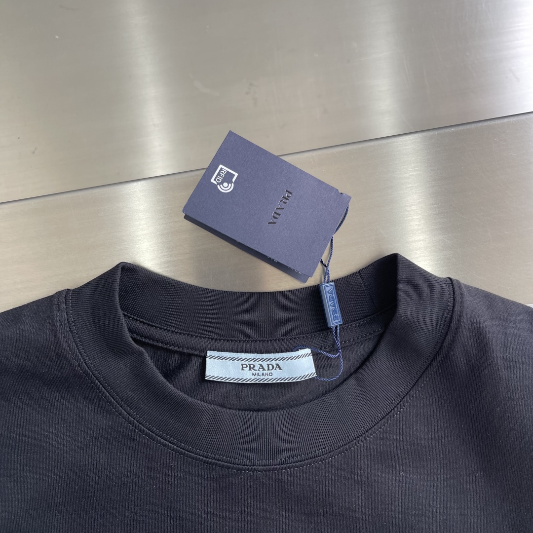Prada Men's Black Cotton T-Shirt with Metal Stud Logo - Summer 2025 4 cmp i1742554099110 6529 0 0