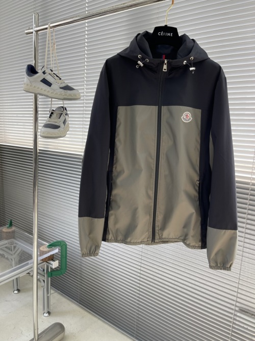 Moncler Men's Color Block Hooded Windbreaker Jacket with Logo Patch 1 Moncler Men's Color Block Hooded Windbreaker Jacket with Logo Patch