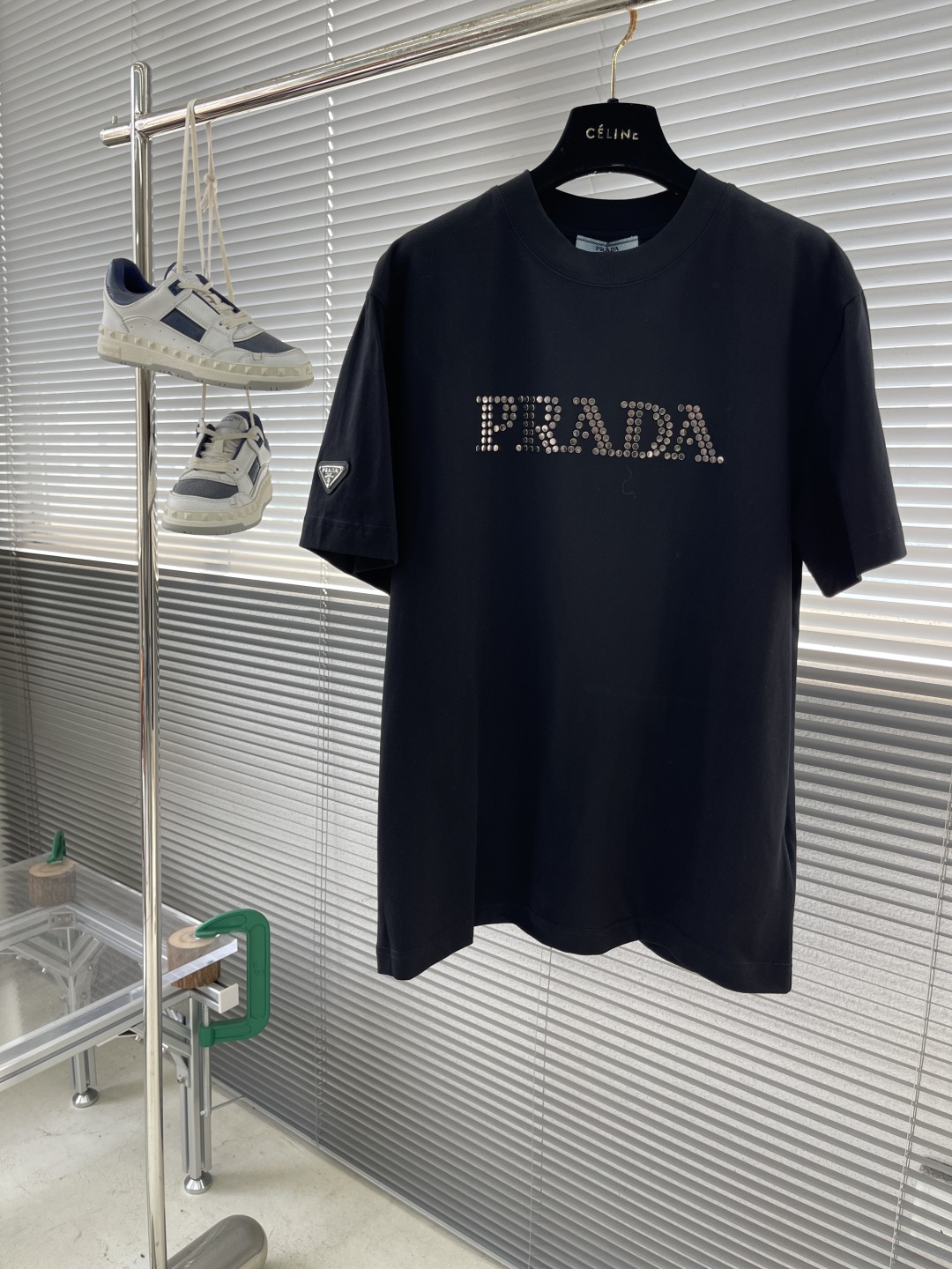Prada Men's Black Cotton T-Shirt with Metal Stud Logo - Summer 2025 1 cmp i1742556726462 5631 0 5
