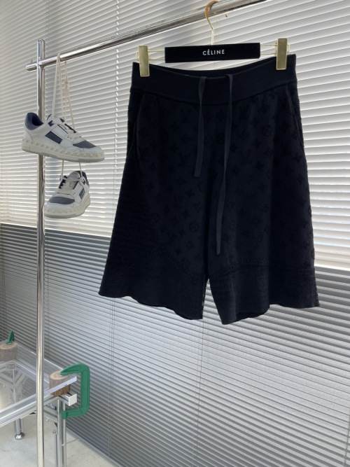Louis Vuitton Monogram Jacquard Knit Shorts - Black, Ribbed Waist 1 Louis Vuitton Monogram Jacquard Knit Shorts - Black, Ribbed Waist