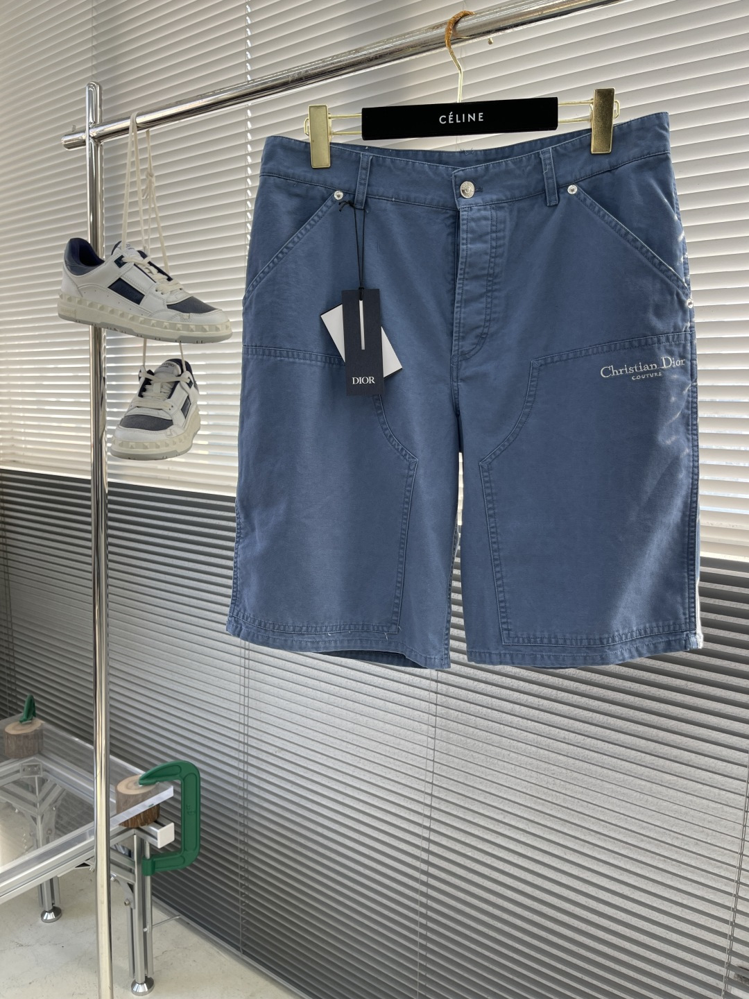 Dior 25SS Men's Summer Collection Solid Color Embroidered Cotton Denim Shorts