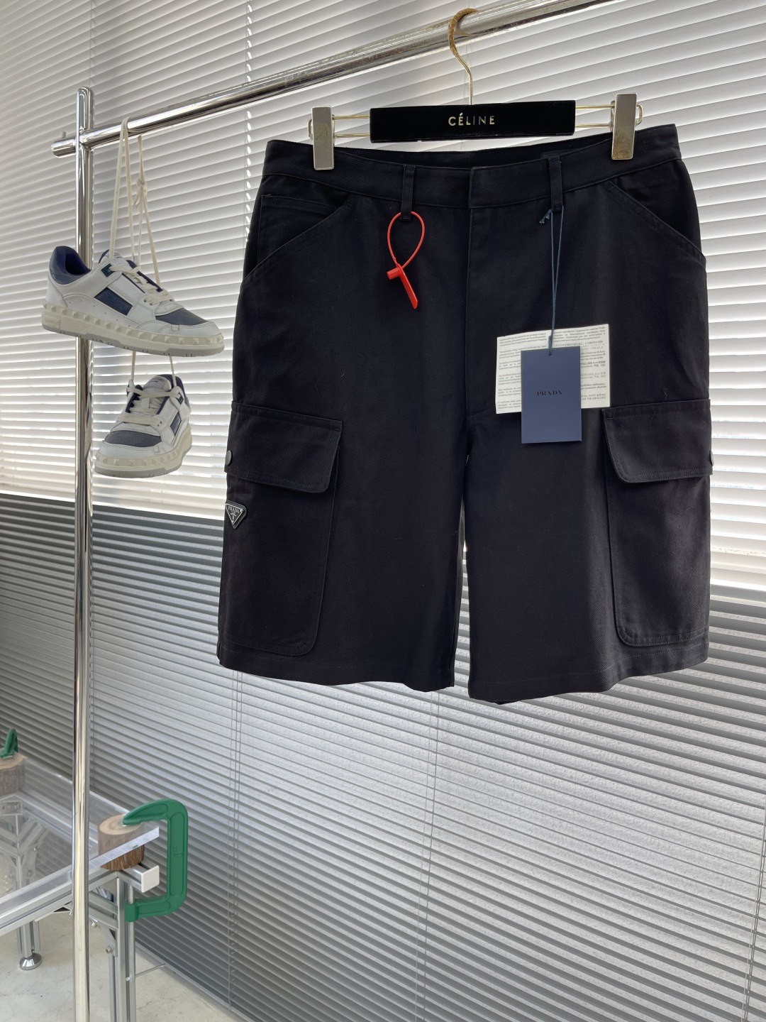 Prada Pocket Triangle Logo Shorts Custom Natural Twill Fluff Cotton