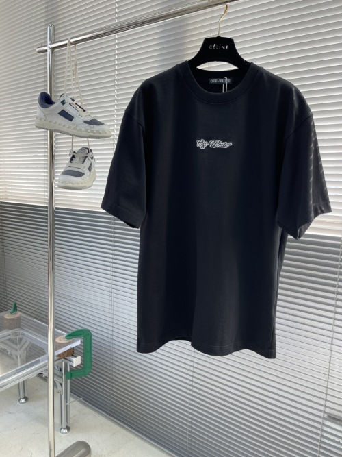 Off-White Unisex Black Embroidered Logo Cotton T-Shirt - Stylish & Comfy 1 Off-White Unisex Black Embroidered Logo Cotton T-Shirt - Stylish & Comfy