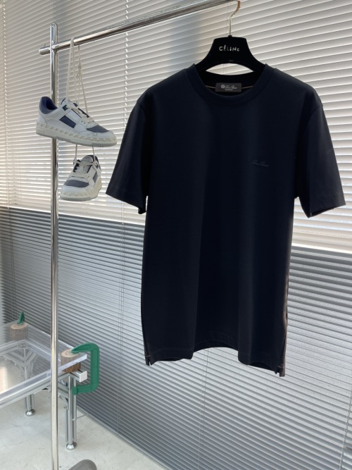 Loro Piana Men's Embroidered Logo Short Sleeve T-Shirt - Premium Quality 1 Loro Piana Men's Embroidered Logo Short Sleeve T-Shirt - Premium Quality