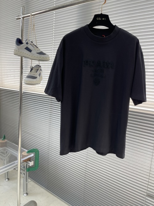 Prada Terry Logo T-Shirt Short Sleeve Crew Neck Casual Top 1 Prada Terry Logo T-Shirt Short Sleeve Crew Neck Casual Top