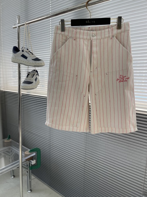 Dior White Cotton Striped Shorts with 'Dior For My Real Friends' Logo 1 Dior White Cotton Striped Shorts with 'Dior For My Real Friends' Logo