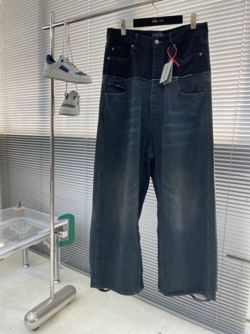 Balenciaga Two-Tone Wide-Leg Jeans Distressed Denim Pants High-Waisted 1 Balenciaga Two-Tone Wide-Leg Jeans Distressed Denim Pants High-Waisted