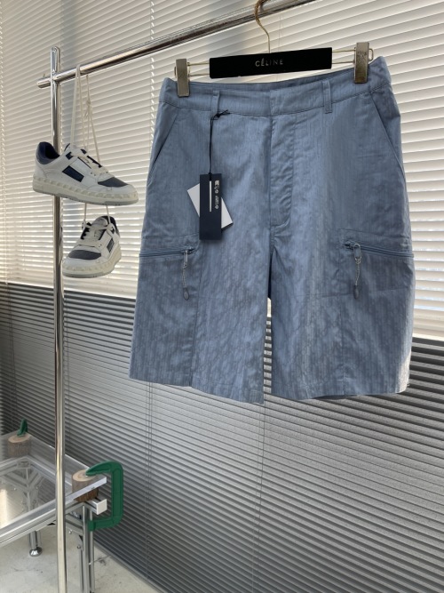 Dior 25SS Blue Oblique Print Shorts - Silk & Cotton Blend, Summer Style 1 Dior 25SS Blue Oblique Print Shorts - Silk & Cotton Blend, Summer Style