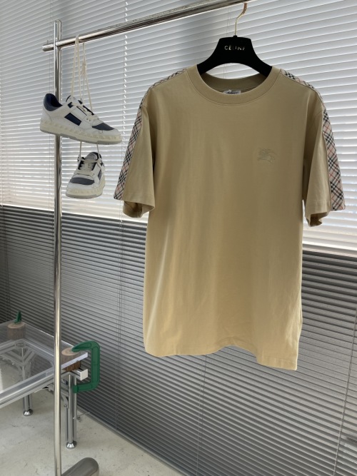 Burberry Cotton T-Shirt with Check Sleeve Detail and Equestrian Knight Design 1 Burberry Cotton T-Shirt with Check Sleeve Detail and Equestrian Knight Design