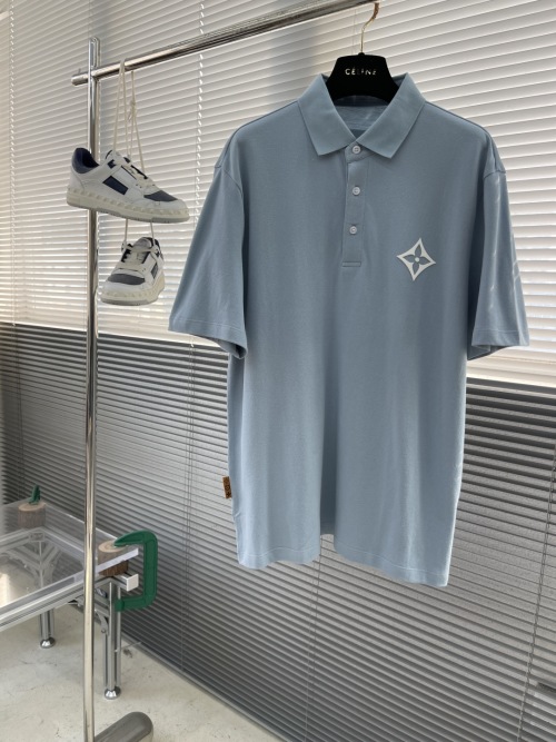 Louis Vuitton 2025 Spring/Summer Blue Cotton Polo Shirt - M to 4XL Sizes 1 Louis Vuitton 2025 Spring/Summer Blue Cotton Polo Shirt - M to 4XL Sizes