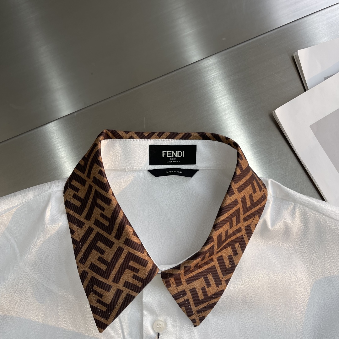 Fendi Men's White Shirt with FF Collar - Slim Fit, Long Sleeve, Modern Design 3 cmp i1742983423175 7061 0 0