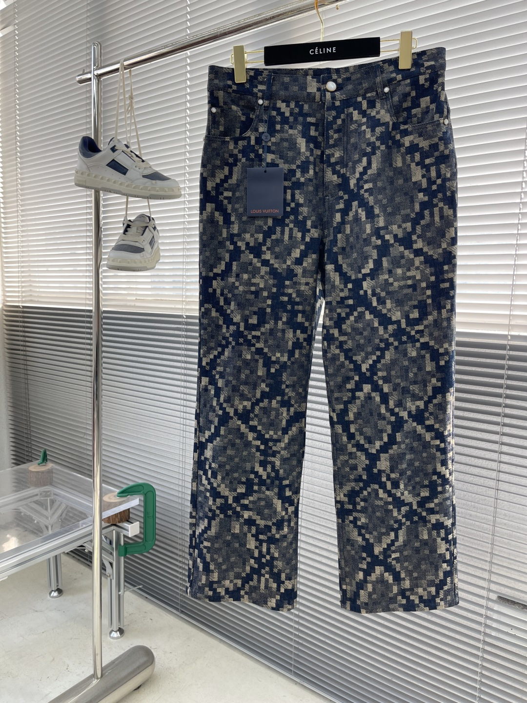 Louis Vuitton 25SS Snakoflage Damier Denim Pants Pixel Snake Print