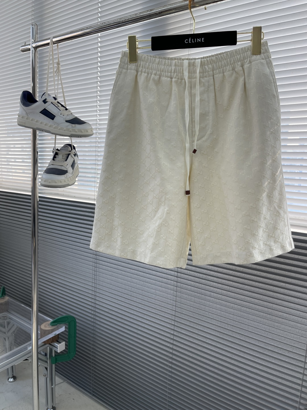 Celine 25SS Men's Cream Jacquard Classic Canvas Shorts S-XL