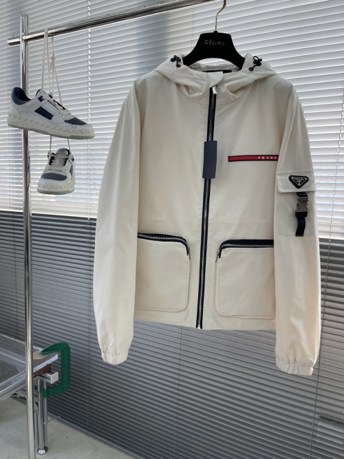 Prada Men's Hooded Windbreaker Jacket - Italian Fabric, Versatile Style 1 Prada Men's Hooded Windbreaker Jacket - Italian Fabric, Versatile Style
