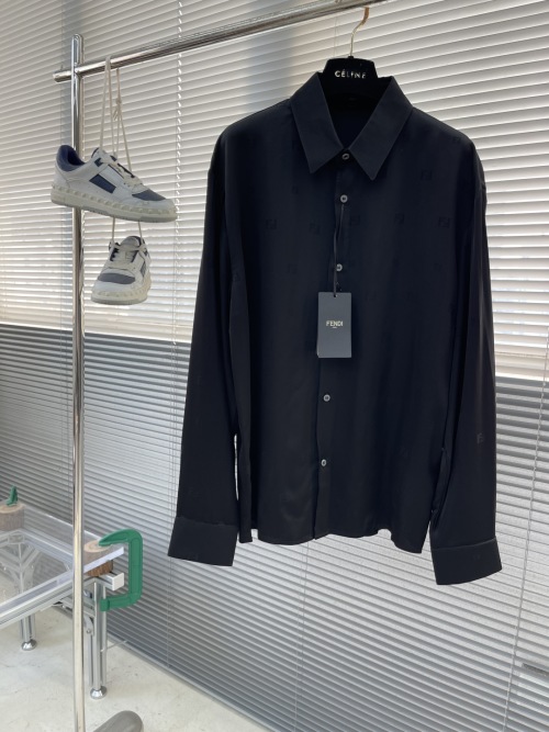 Fendi 2025 Early Spring Collection Men's Stylish Designer Black Long Sleeve Shirt 1 Fendi 2025 Early Spring Collection Men's Stylish Designer Black Long Sleeve Shirt