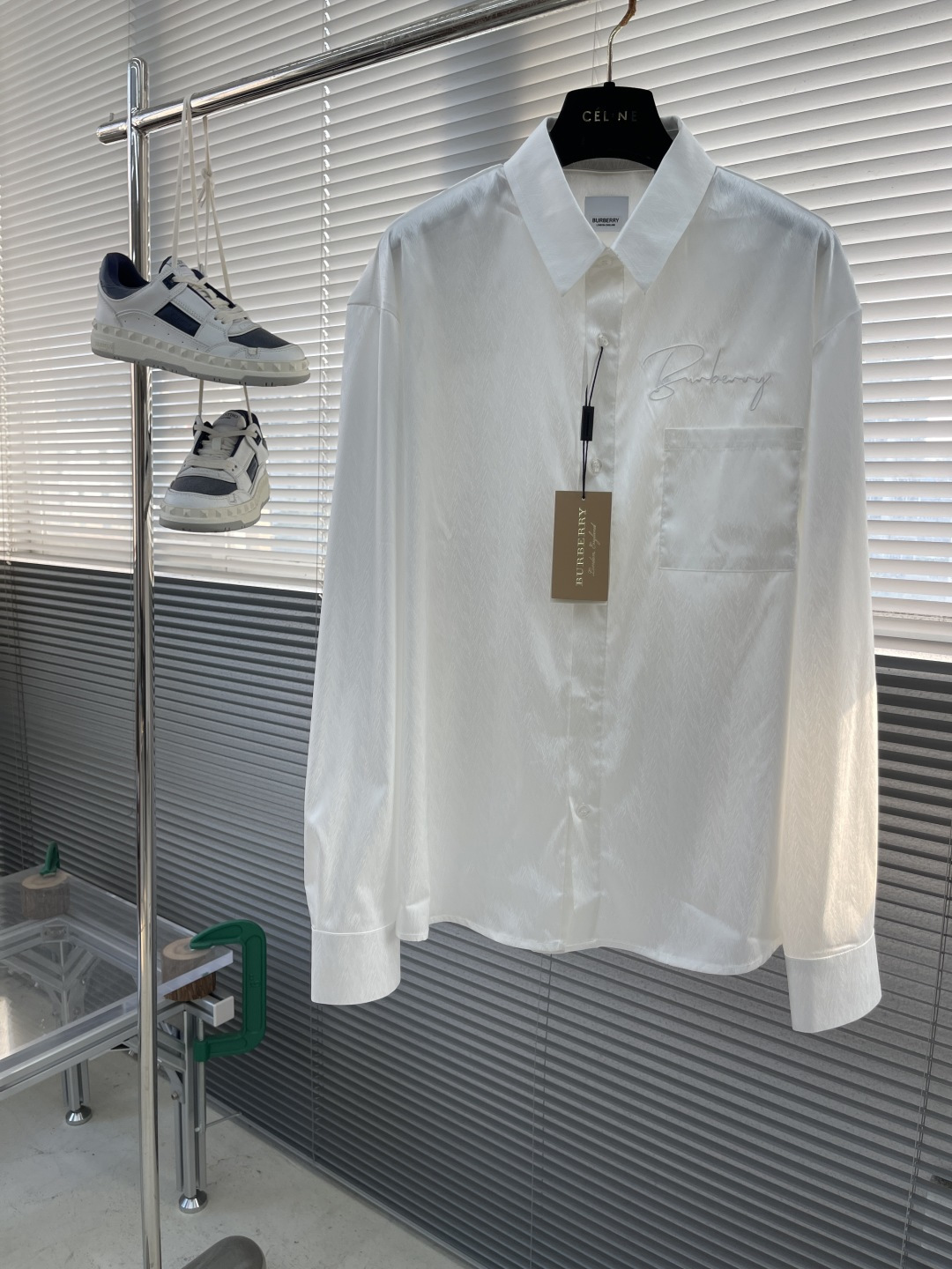 Burberry Men's White Early Spring Long Sleeve Shirt with Signature Logo