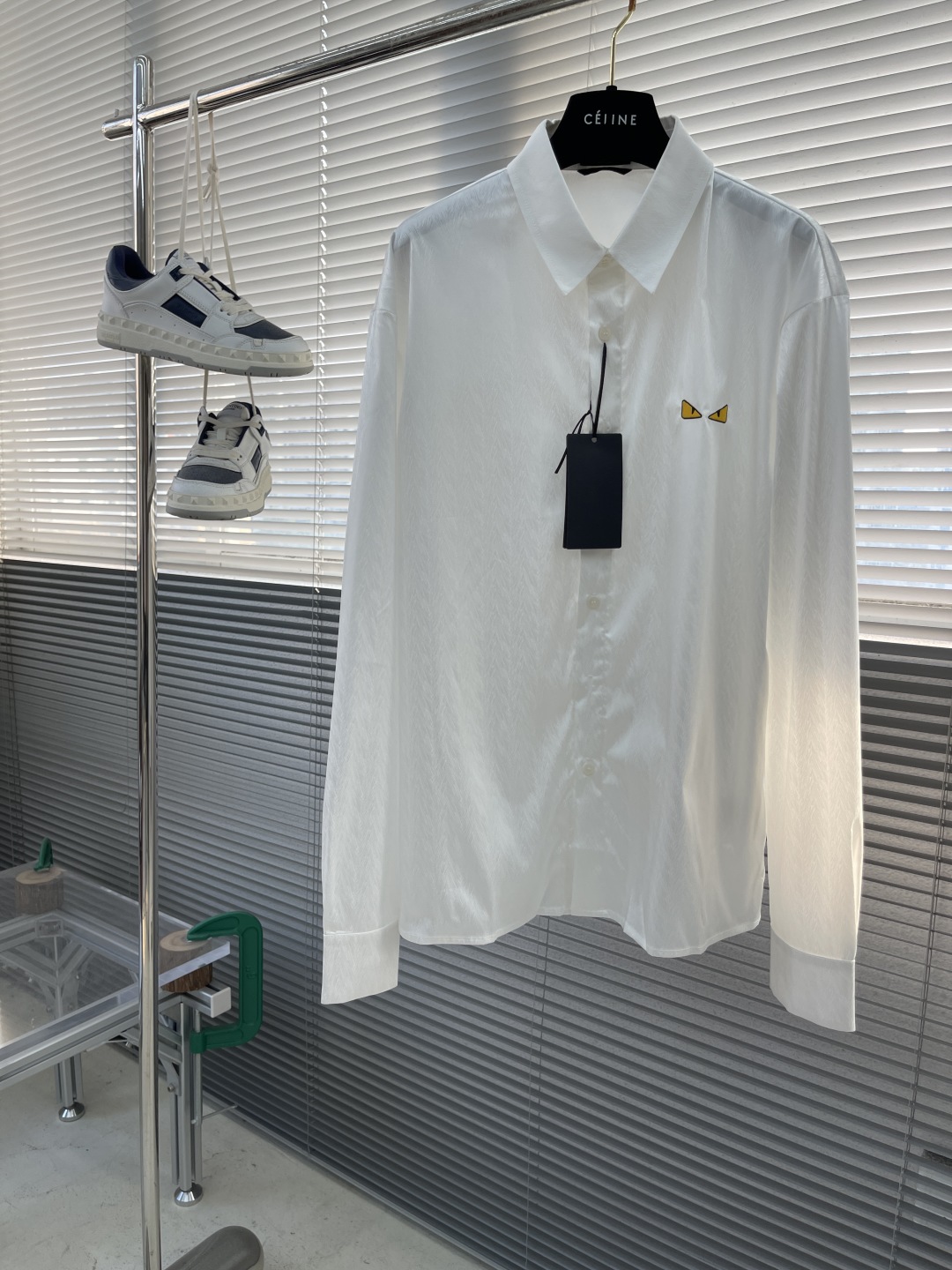 Fendi Men's White Long Sleeve Casual Shirt with Monster Eyes Embroidery 1 cmp i1742985307011 2724 0 5