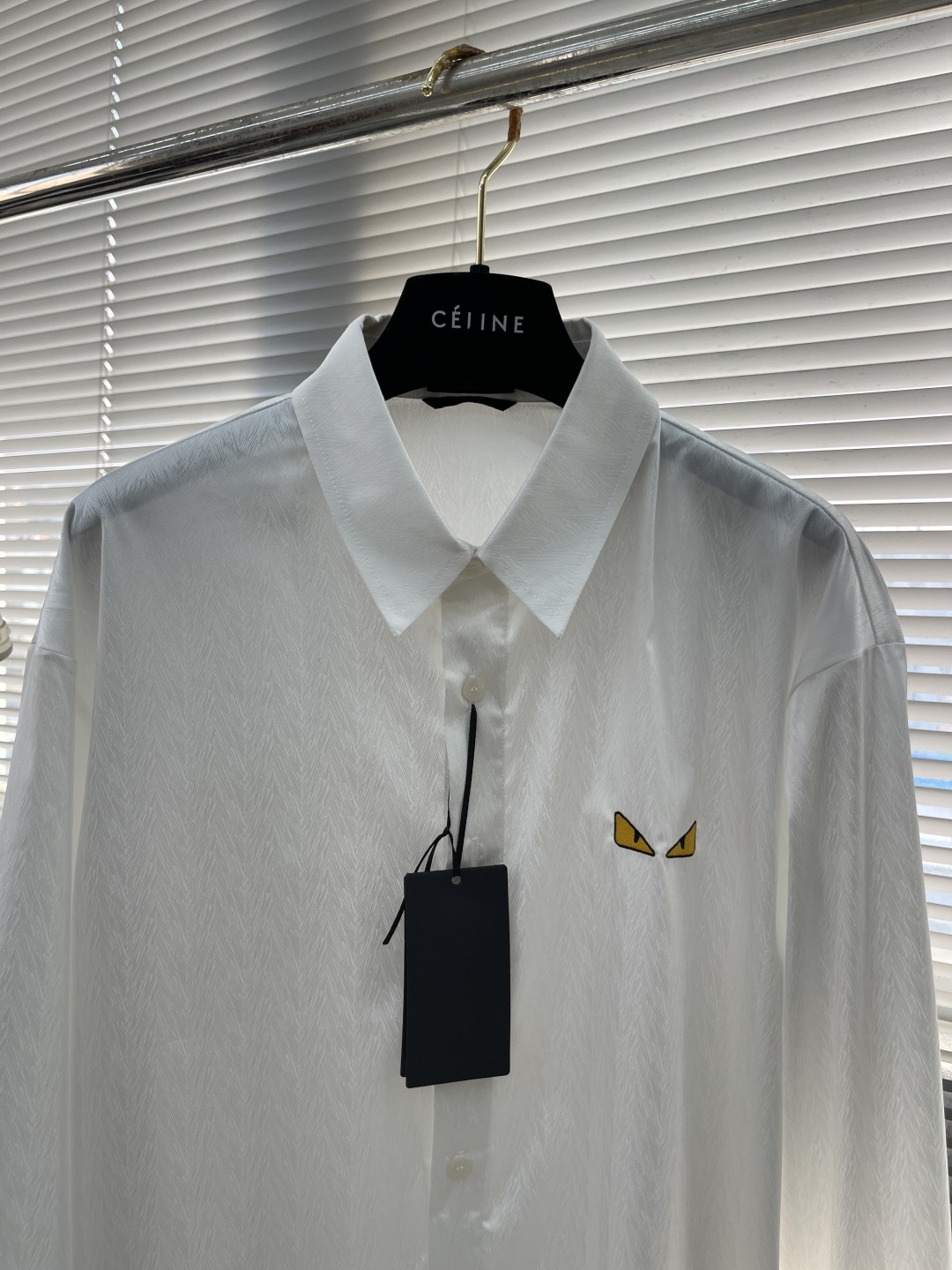 Fendi Men's White Long Sleeve Casual Shirt with Monster Eyes Embroidery 2 cmp i1742985307037 1986 0 6