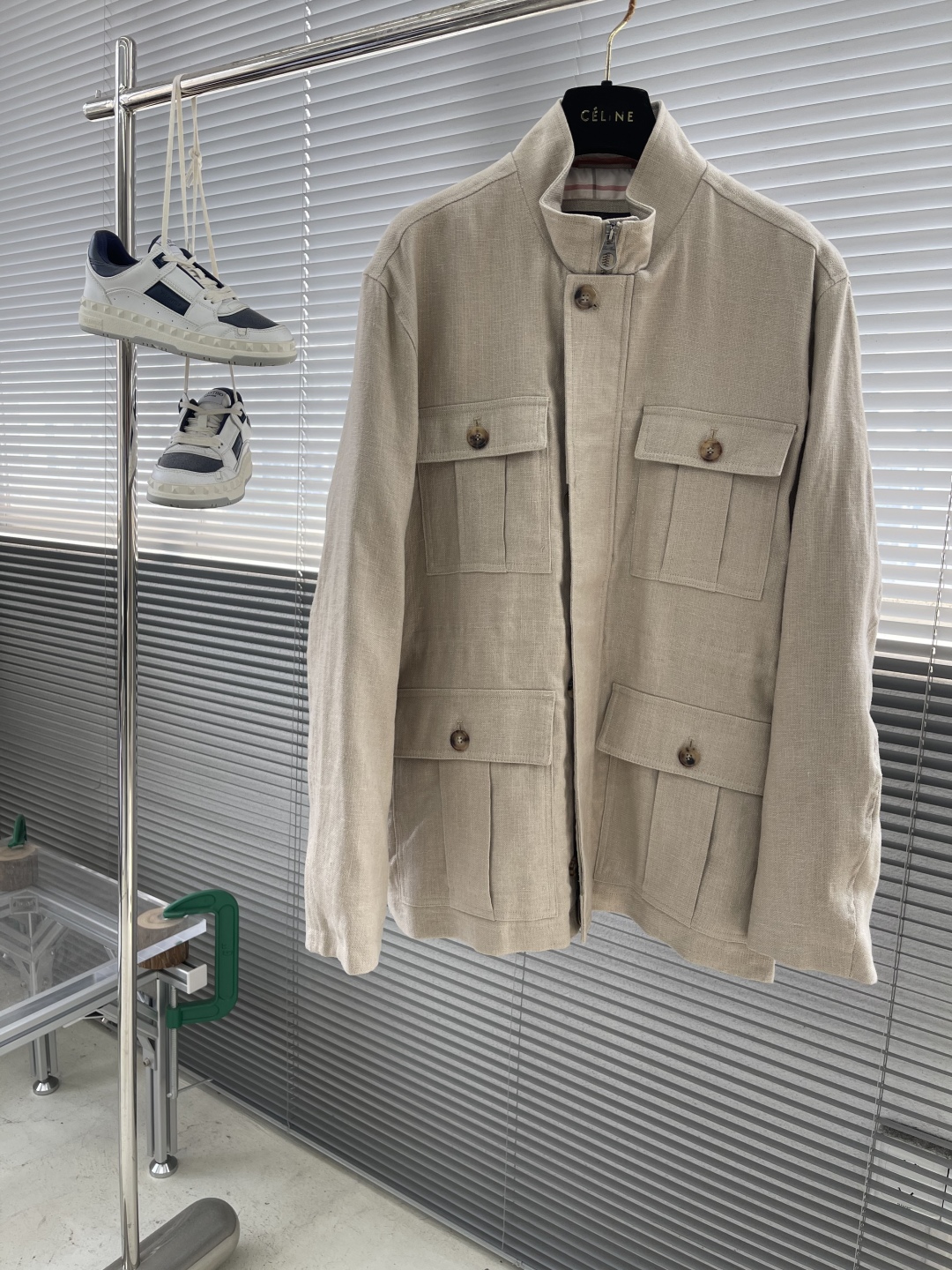 Men's Linen Four-Pocket Jacket - Stand Collar, Vintage Workwear Style 1 cmp i1743486795426 2145 0 5