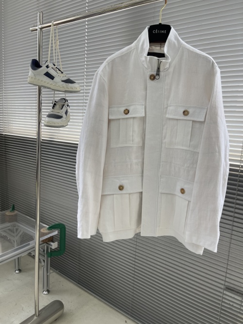Men's Linen Stand Collar Four Pocket Workwear Jacket - Retro Style 1 Men's Linen Stand Collar Four Pocket Workwear Jacket - Retro Style