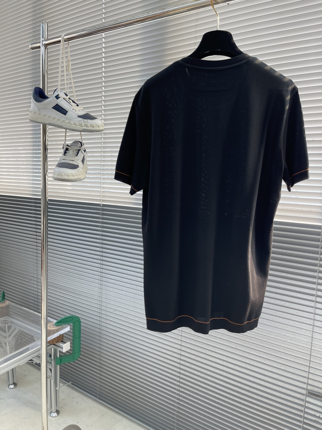 Celine Men's Black Short Sleeve Knit T-Shirt with Contrast Trim, Summer Essential 8 cmp i1743501098575 9430 0 7