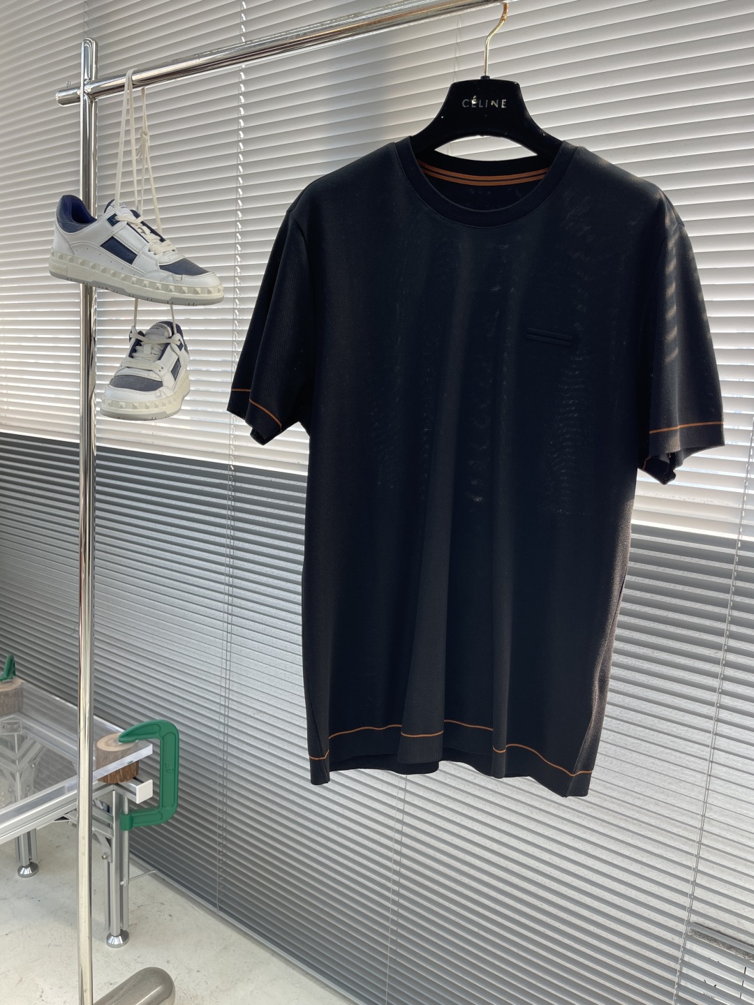 Celine Men's Black Short Sleeve Knit T-Shirt with Contrast Trim, Summer Essential 1 cmp i1743501098583 8625 0 5