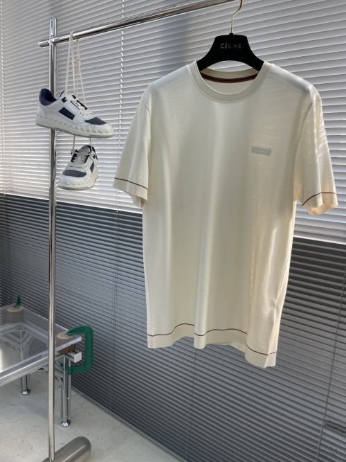 Celine Men's Cream Short Sleeve T-Shirt | Crew Neck, Soft Knit Fabric 1 Celine Men's Cream Short Sleeve T-Shirt | Crew Neck, Soft Knit Fabric