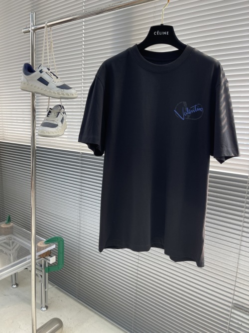 Valentino Men's Black Cotton T-Shirt with Signature Logo Print - Casual Style 1 Valentino Men's Black Cotton T-Shirt with Signature Logo Print - Casual Style