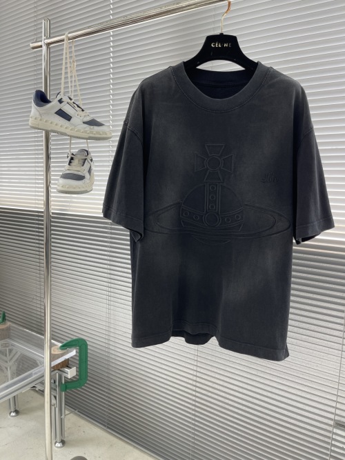 Vivienne Westwood 2025SS Cotton T-Shirt with Orb Logo - Heavy Washed 1 Vivienne Westwood 2025SS Cotton T-Shirt with Orb Logo - Heavy Washed