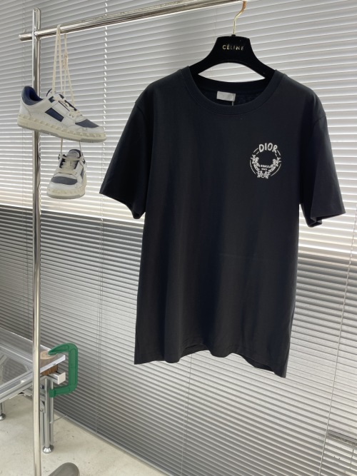 Dior Men's Black Cotton T-Shirt with Signature Embroidery 1 Dior Men's Black Cotton T-Shirt with Signature Embroidery