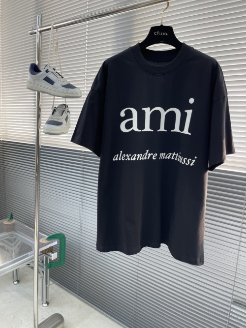 AMI Alexandre Mattiussi Logo Print Short Sleeve T-Shirt Casual Unisex Tee 1 AMI Alexandre Mattiussi Logo Print Short Sleeve T-Shirt Casual Unisex Tee