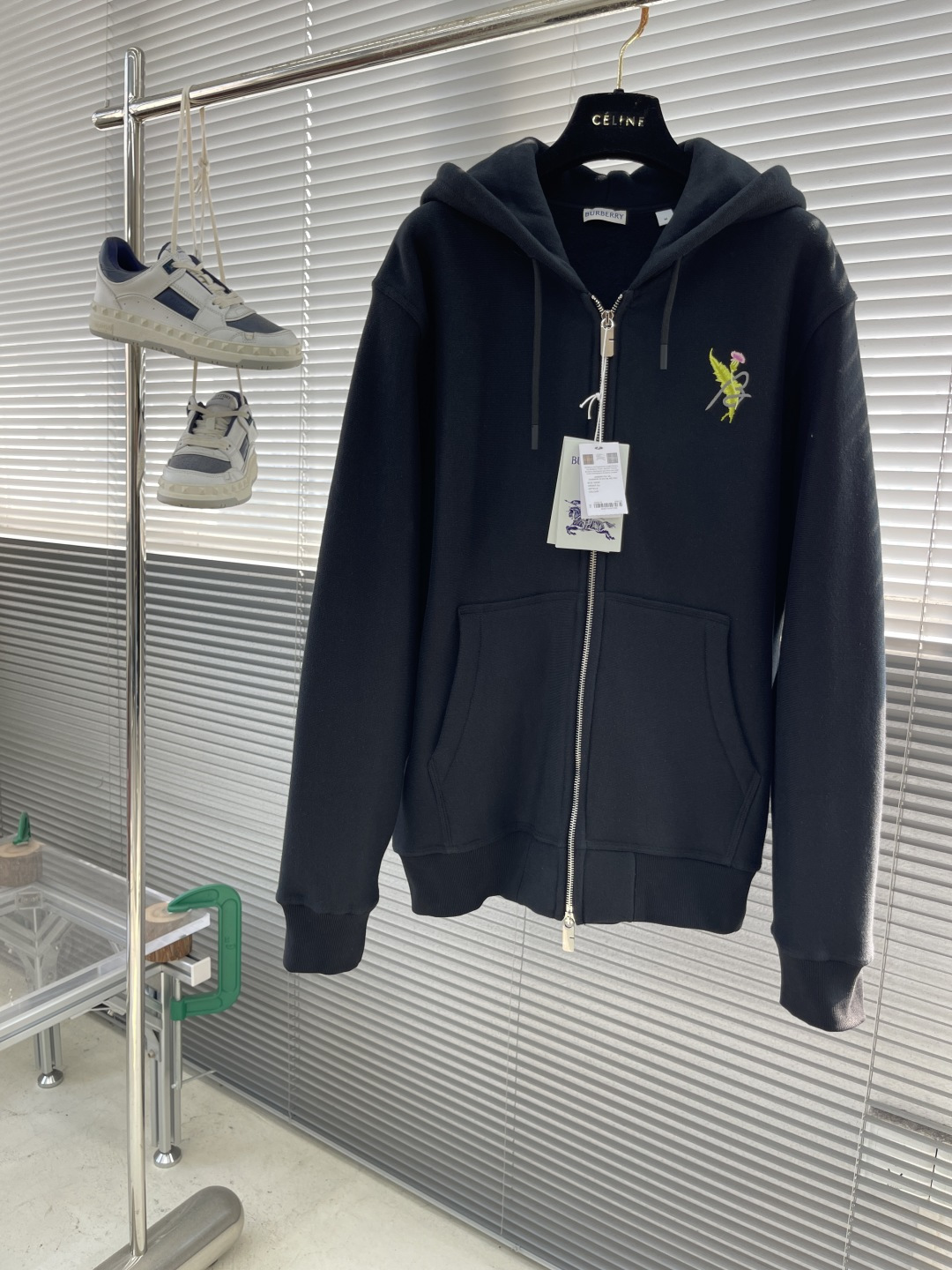 Burberry Thistle Logo Cotton Blend Zip Hoodie - Relaxed Fit, Unisex Style