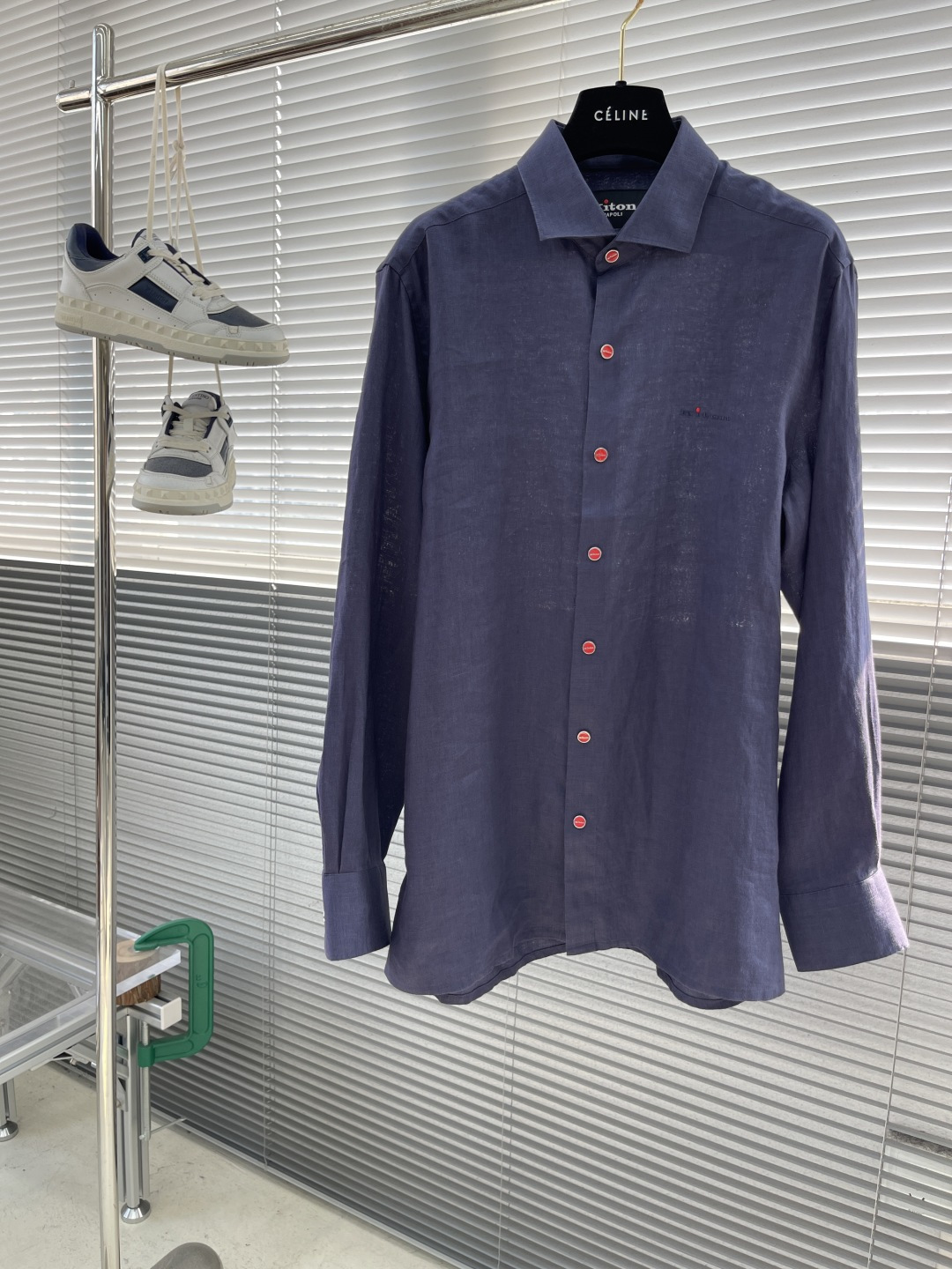 Kiton Men's Linen Embroidered Shirt - Lightweight & Breathable Fabric