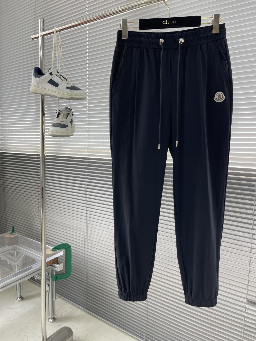 Moncler Men's Navy Straight Leg Embroidered Logo Patch Casual Lounge Pants