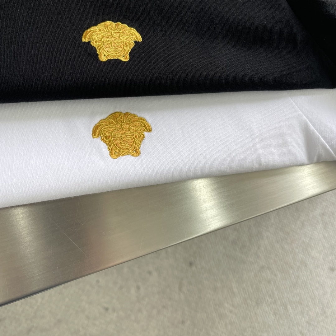 Versace Men's White Cotton T-Shirt with Gold Medusa Logo Embroidery 3 cmp i1743683447655 865 0 1