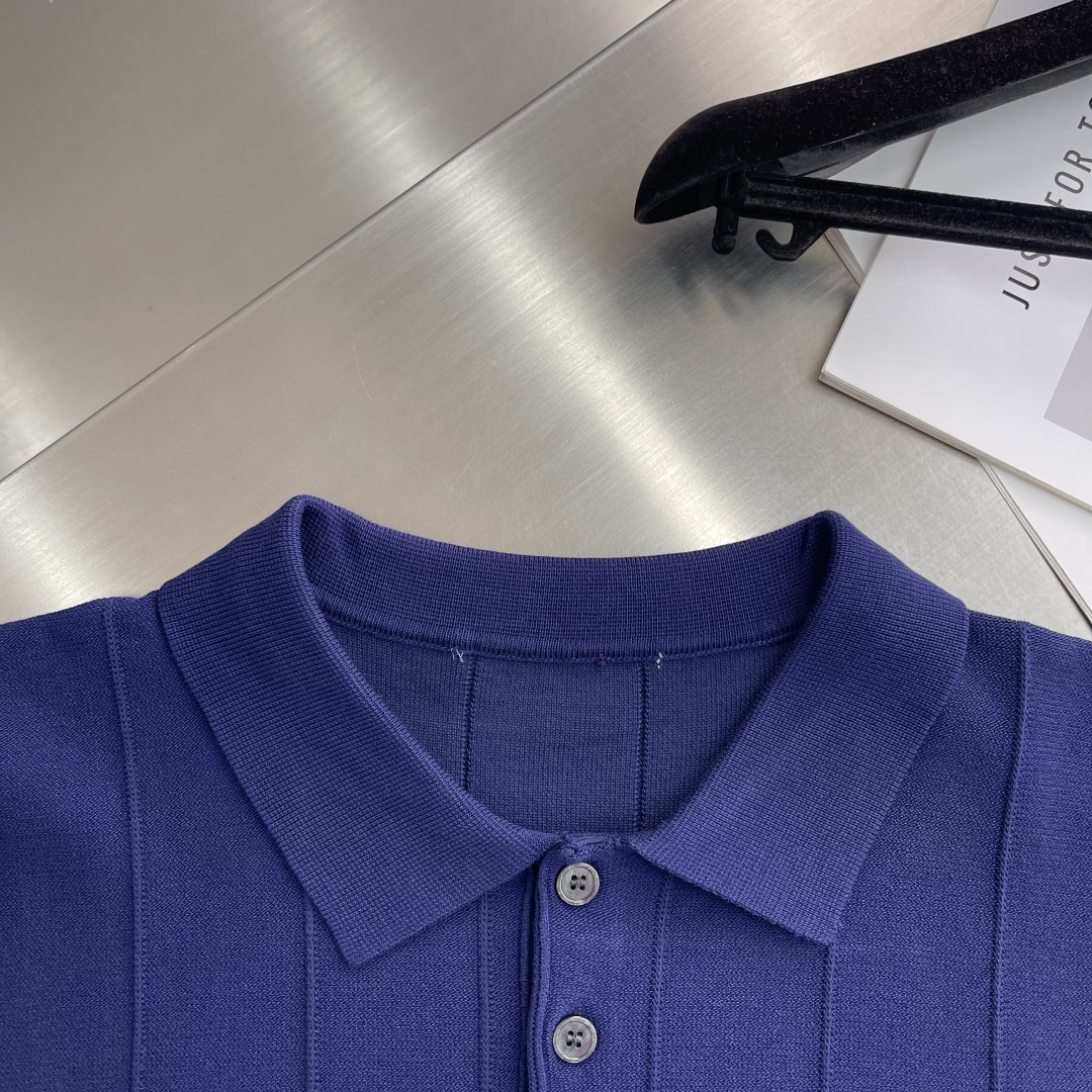Celine Men's Navy Blue Striped Polo Shirt with Sleeve Detail - Soft Fabric 4 cmp i1743849570029 5165 0 0