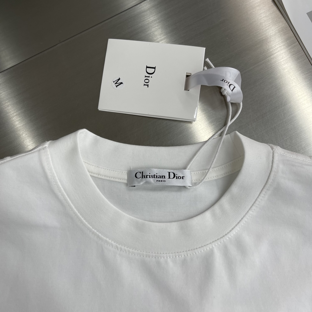Dior Men's Short Sleeve T-Shirt with Ripped Logo, White Cotton Blend 3 cmp i1743934188155 9852 0 0