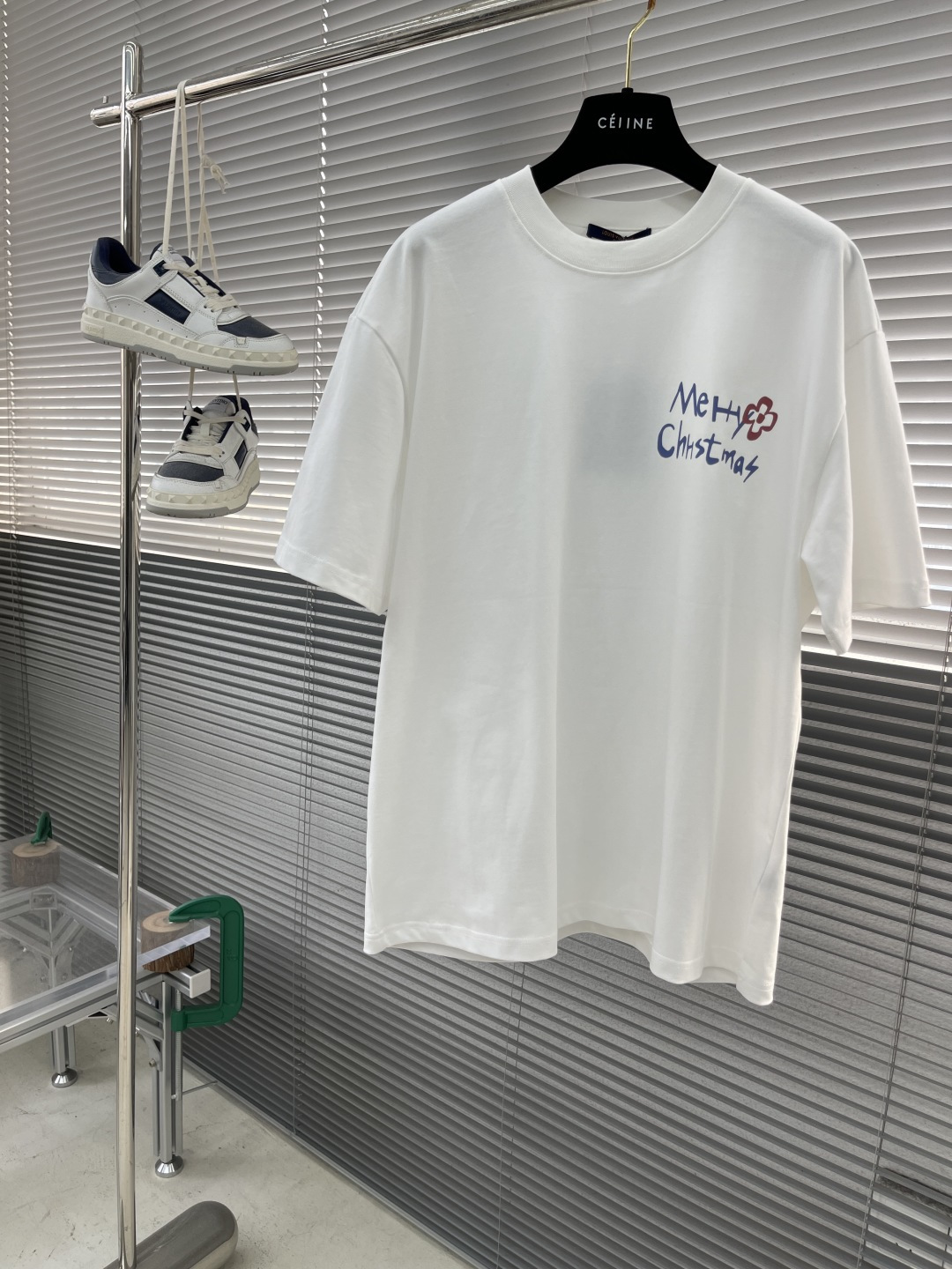 Celine Printed Cotton T-Shirt - Merry Christmas Graphic, Relaxed Fit