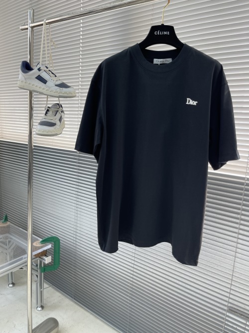 Dior Men's Black Cotton T-Shirt with Logo Print - Short Sleeve 1 Dior Men's Black Cotton T-Shirt with Logo Print - Short Sleeve
