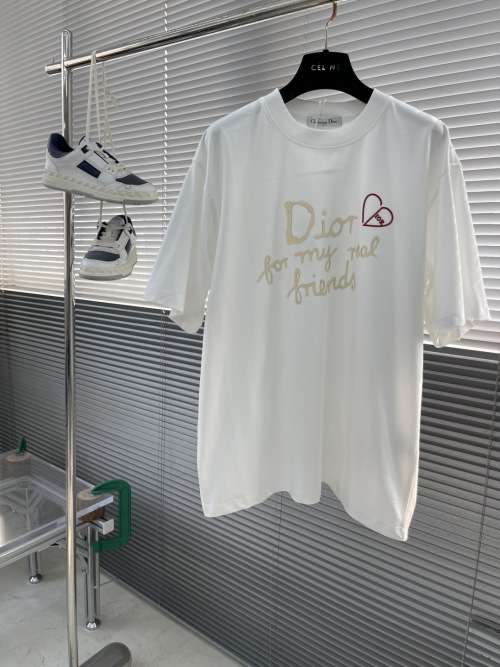 Dior White Cotton T-Shirt with 'for my real friends' Embroidery 1 Dior White Cotton T-Shirt with 'for my real friends' Embroidery