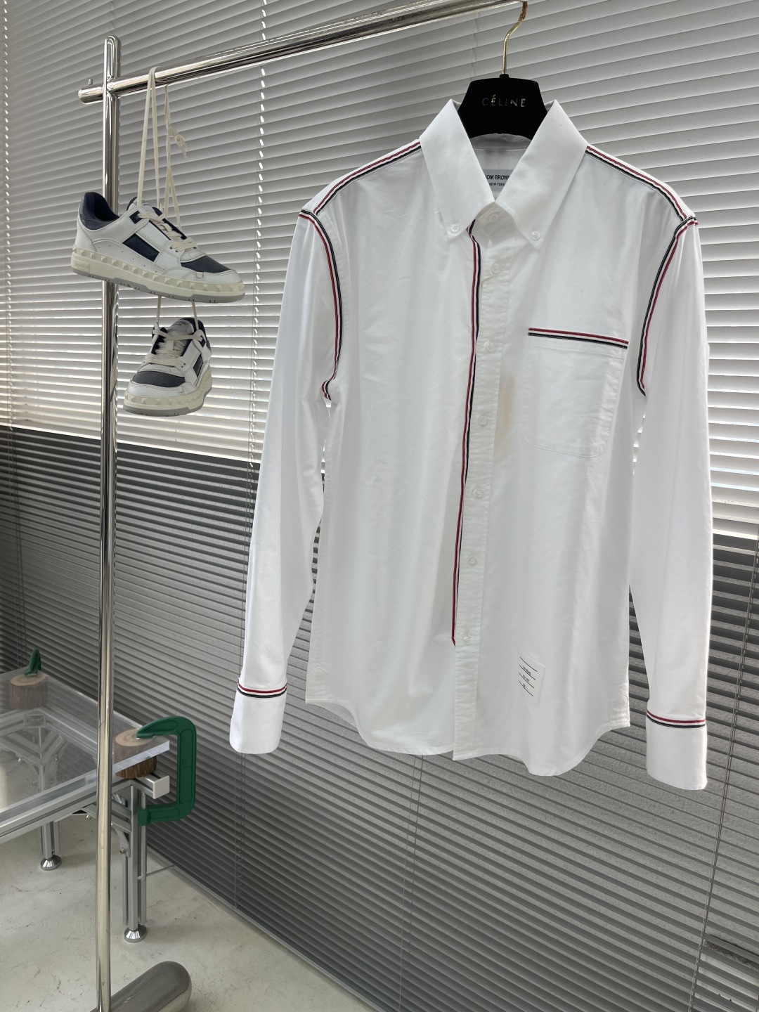 Thom Browne Oxford Shirt Long Sleeve with Signature Stripe Detail