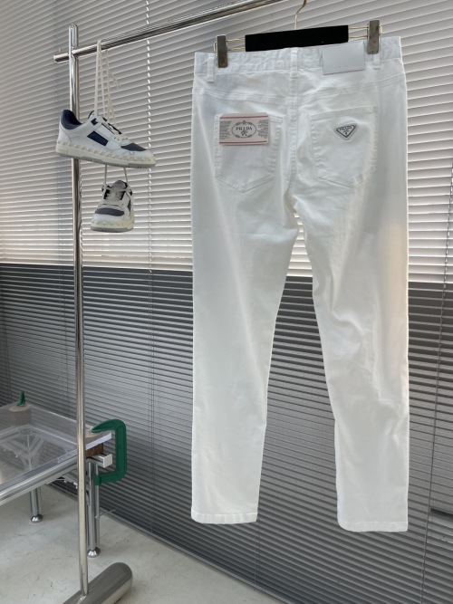 Prada Men's White Slim-Fit Jeans | Breathable, Comfortable, and Stylish 1 Prada Men's White Slim-Fit Jeans | Breathable, Comfortable, and Stylish