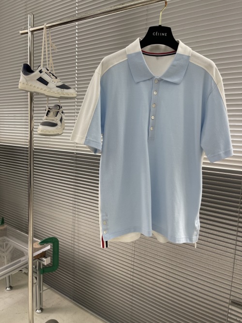 Unique Blue and White Paneled Short Sleeve Polo Shirt for Men and Women 1 Unique Blue and White Paneled Short Sleeve Polo Shirt for Men and Women