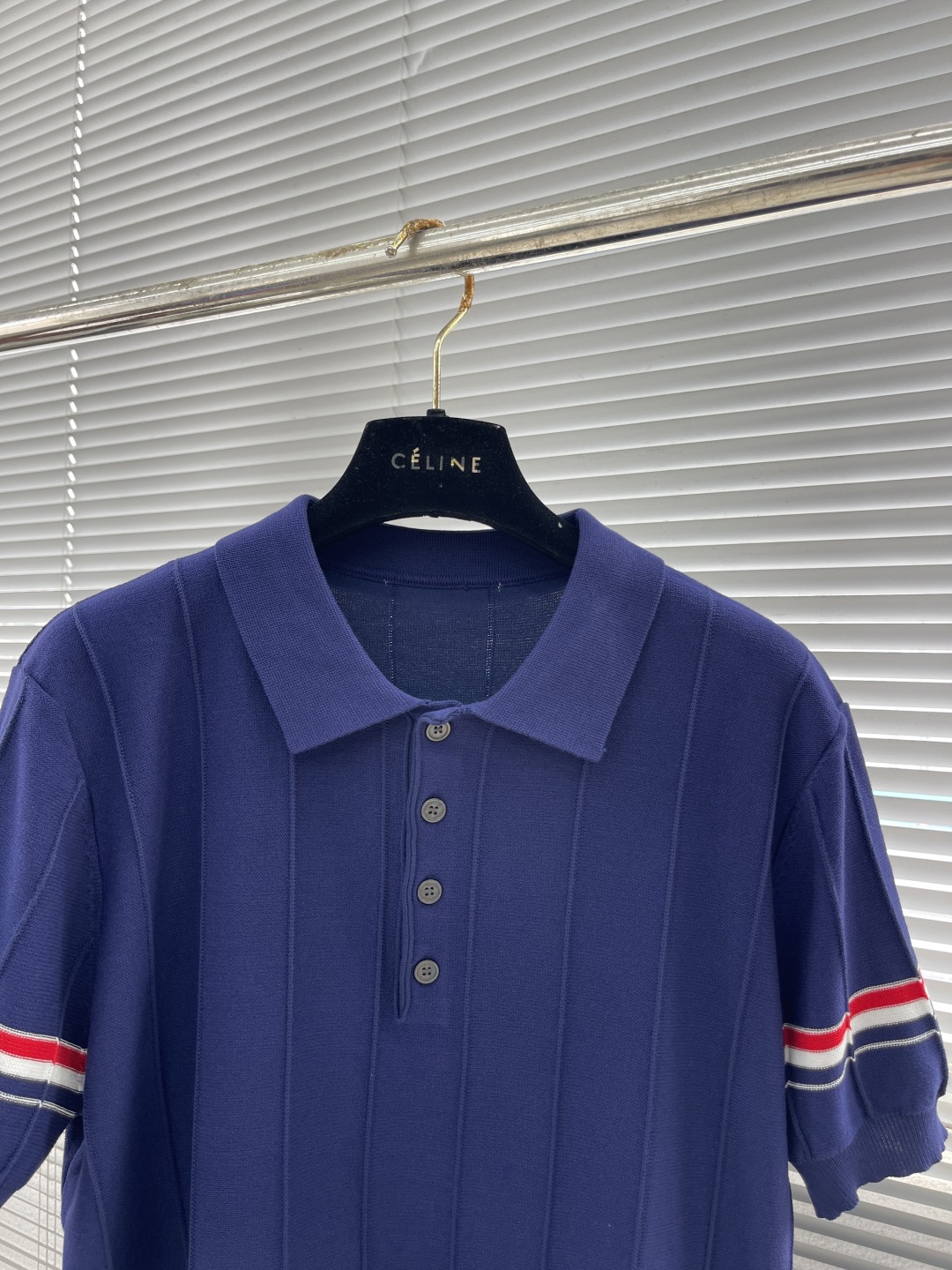 Celine Men's Navy Blue Striped Polo Shirt with Sleeve Detail - Soft Fabric 2 cmp i1744110300342 3047 0 6
