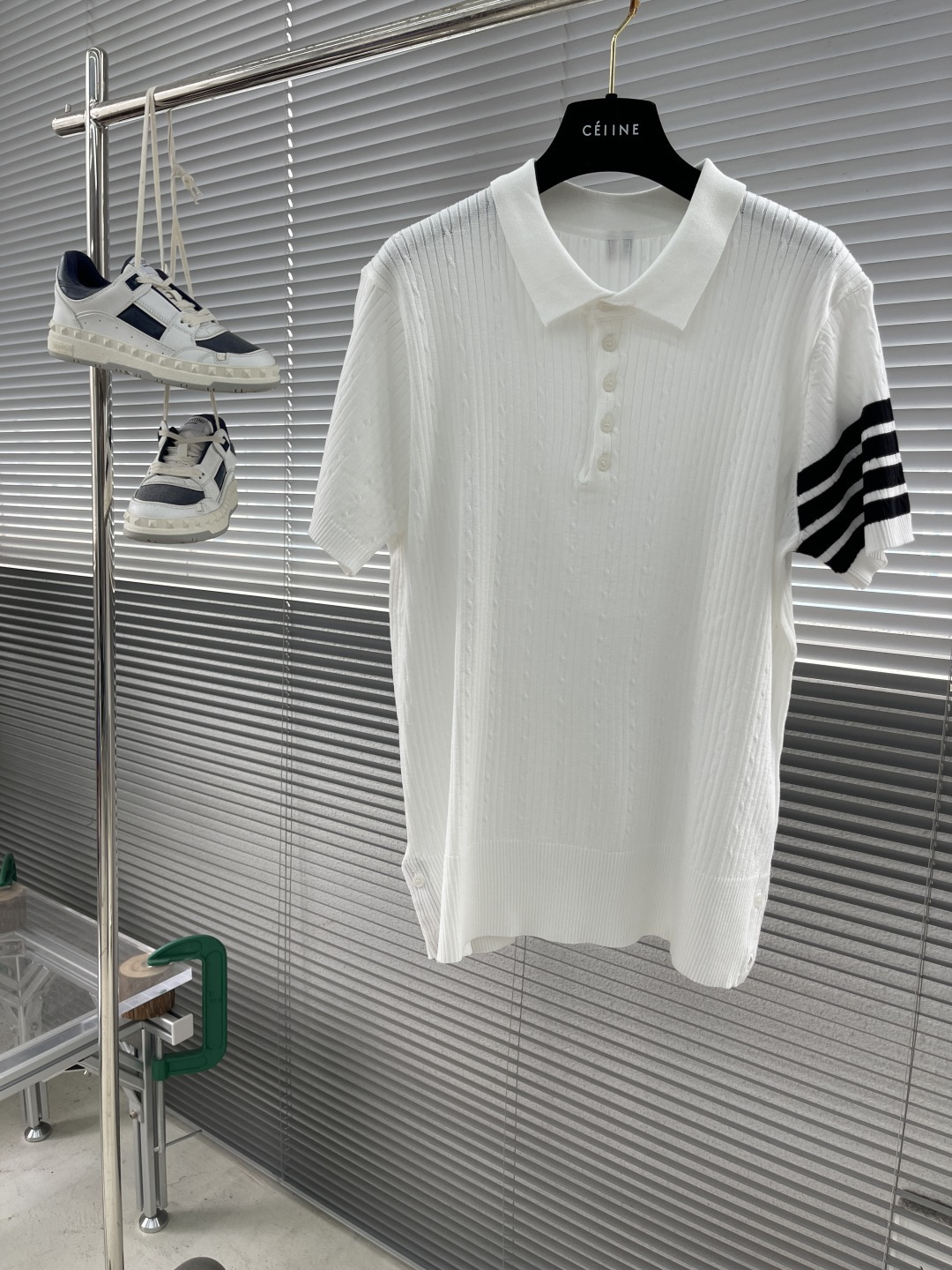 Men's Knitted Polo Shirt with Four-Bar Design - Soft, Breathable Fabric