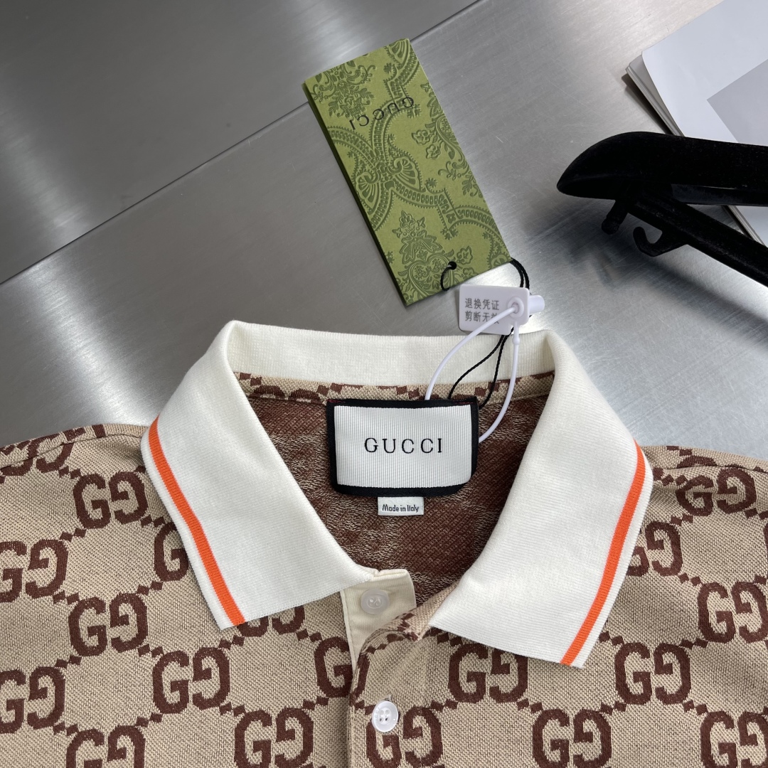 Gucci Men's Beige All-Over GG Logo Polo Shirt Short Sleeve 3 cmp i1744110984167 7302 0 0