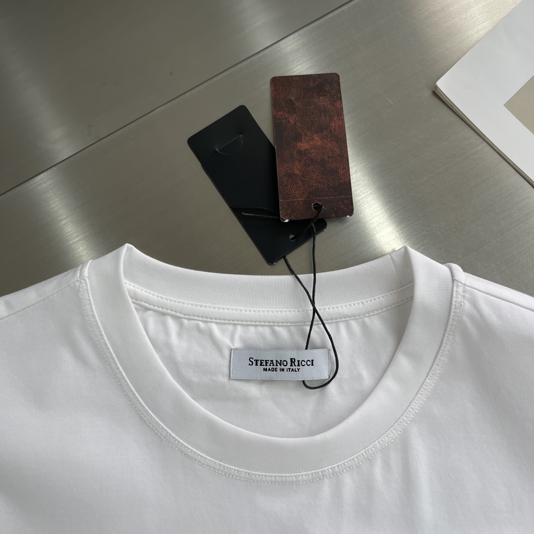 Stefano Ricci Men's White Cotton T-Shirt with Embroidered Logo 3 cmp i1744111224839 3677 0 0