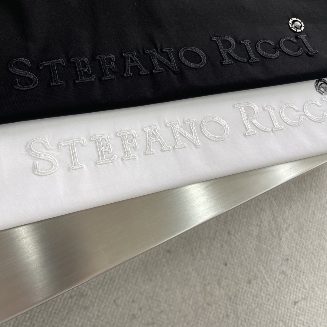Stefano Ricci Men's White Cotton T-Shirt with SR Embroidery - Casual Style 4 cmp i1744111372327 8493 0 1